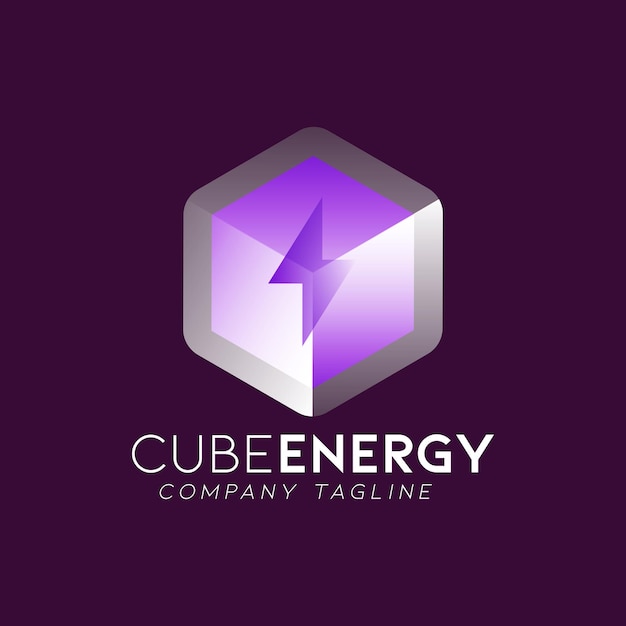 фиолетовый дизайн логотипа Cube Energy