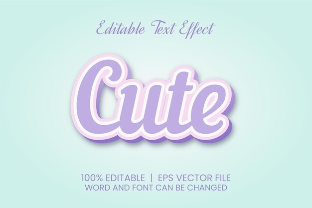 Purple cute 3d popup template editable text effect