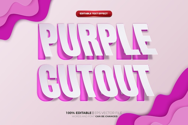Vector purple cutout paper note editable text effect style
