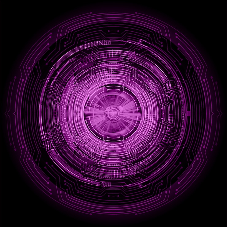 Vector purple cyber circuit background