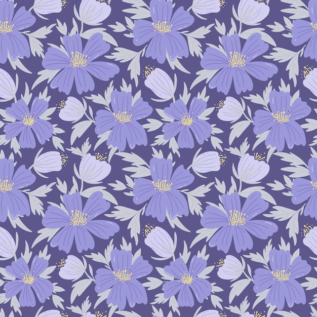 Purple daisy flowers pattern Seamless vector simple texture Cute floral modern pattern