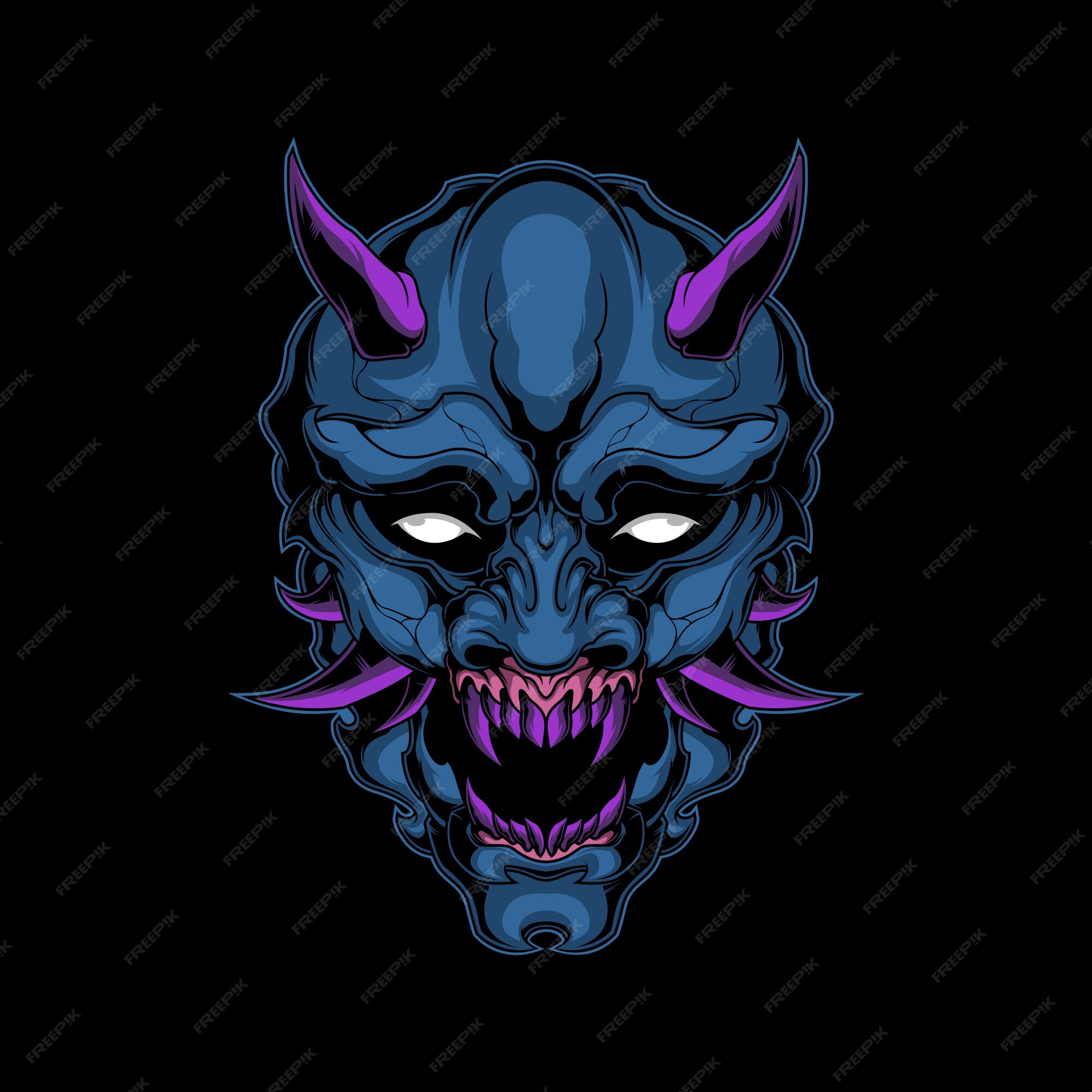 Premium Vector | Purple demon mask