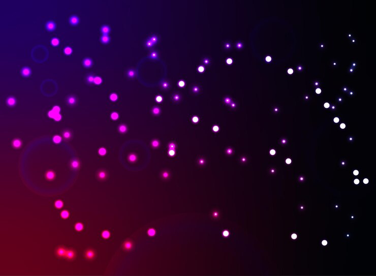 Vector purple dots circles balls on black background