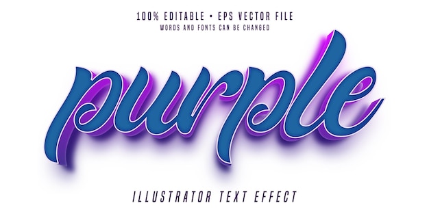 Purple editable text effect 3d font style