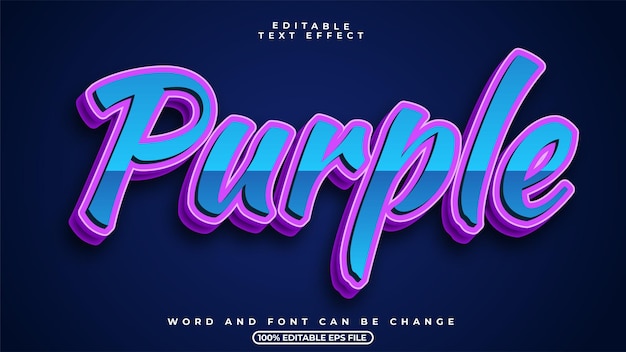 Purple editable text effect design 3d text design