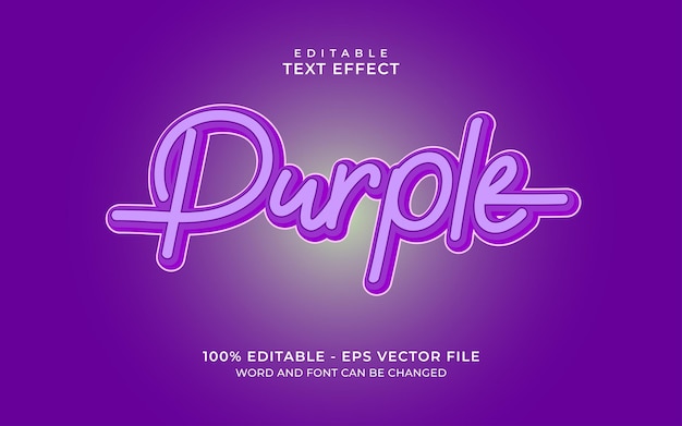 Вектор Фиолетовый редактируемый текстовый эффект фиолетовый и мягкий стиль текста