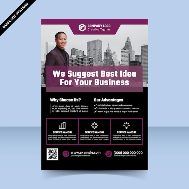 Purple elegant business flyer template design best idea for business