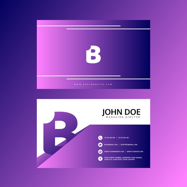 Purple elegant corporate business card template