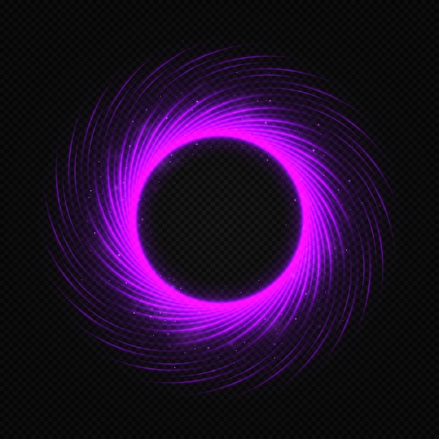Вектор Фиолетовая вспышка летит по кругу в светящемся кольце.