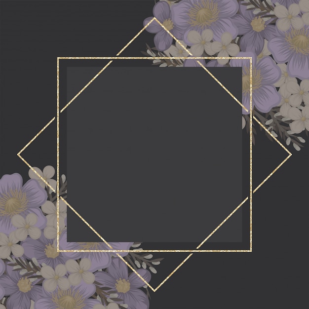 Purple floral background flower border