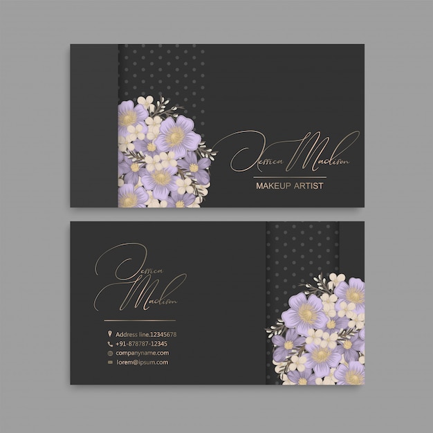 Purple floral business cards