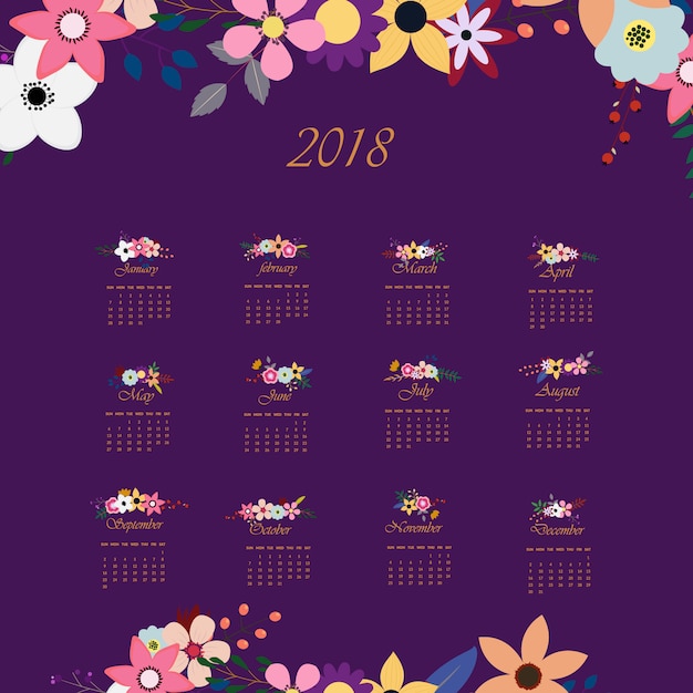 Calendario floreale viola