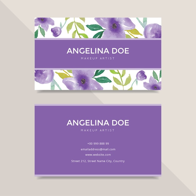 Purple Floral Flower Business Card 