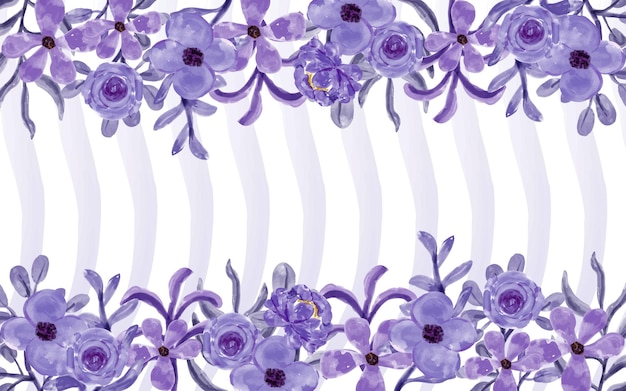 Vettore sfondo di fiori viola con acquerello