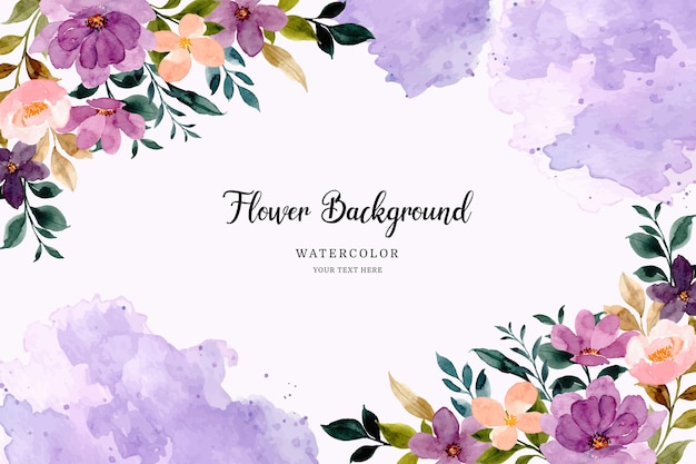 Purple flower background with watercolor