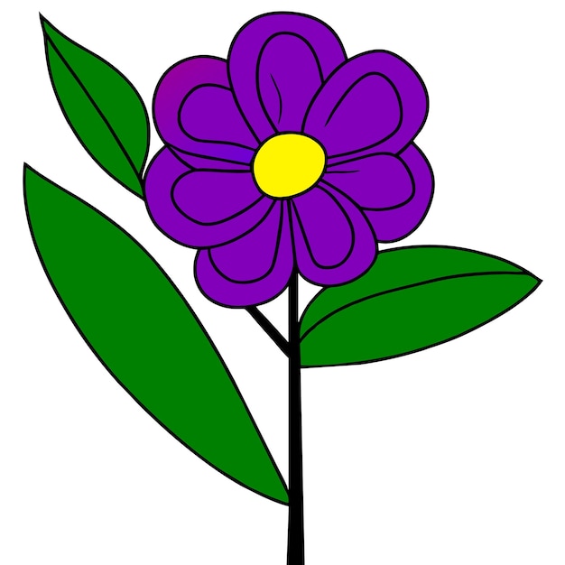 purple flower and leaf vector illustration