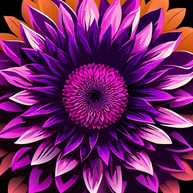 purple flower and leaf vector illustration