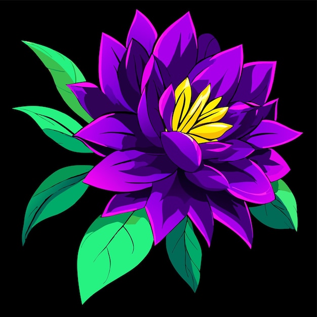 purple flower and leaf vector illustration