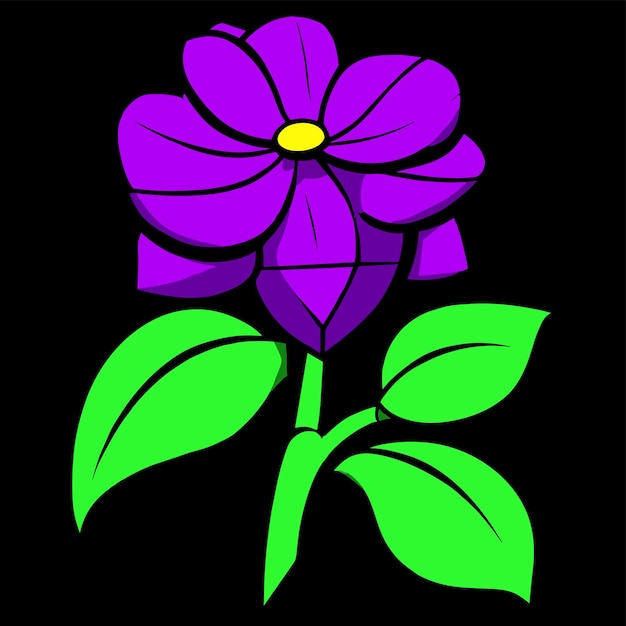 purple flower and leaf vector illustration