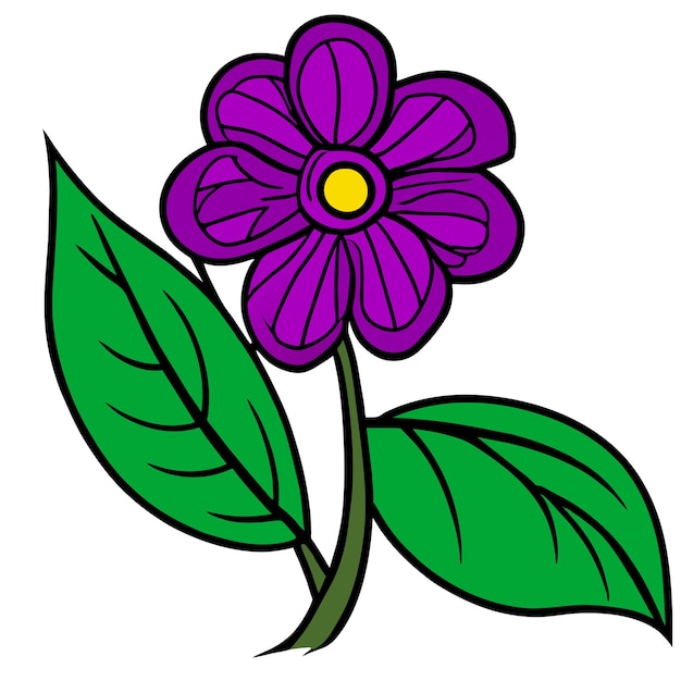 purple flower and leaf vector illustration