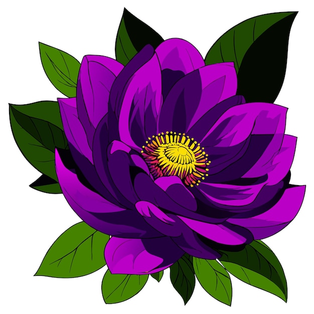 purple flower and leaf vector illustration