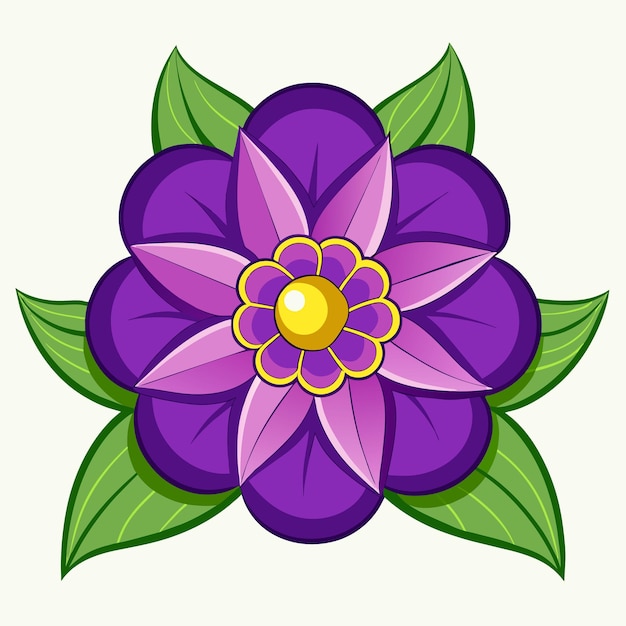 Vector a purple flower with a yellow center and purple center