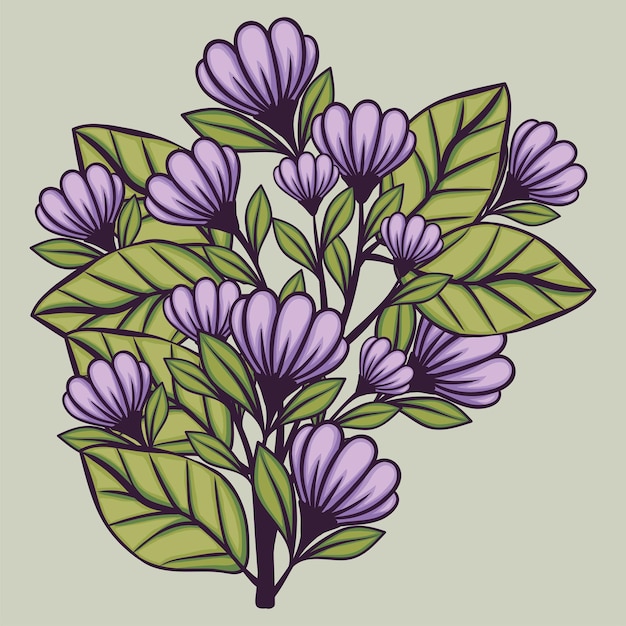 Purple flowers and leafs