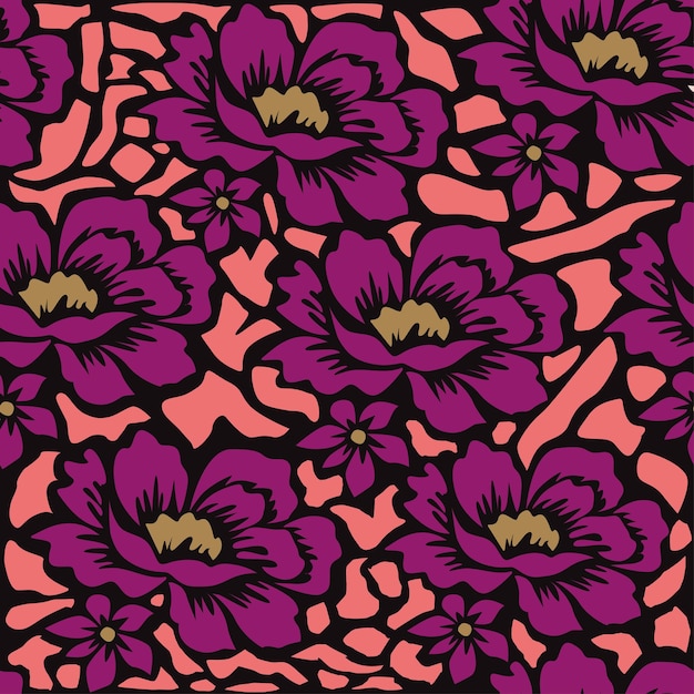 紫色の花がピンクの背景に