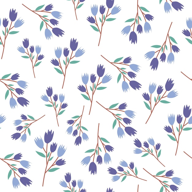 Vector purple flowers seamless pattern background