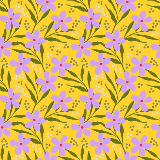 Purple flowers on a yellow background