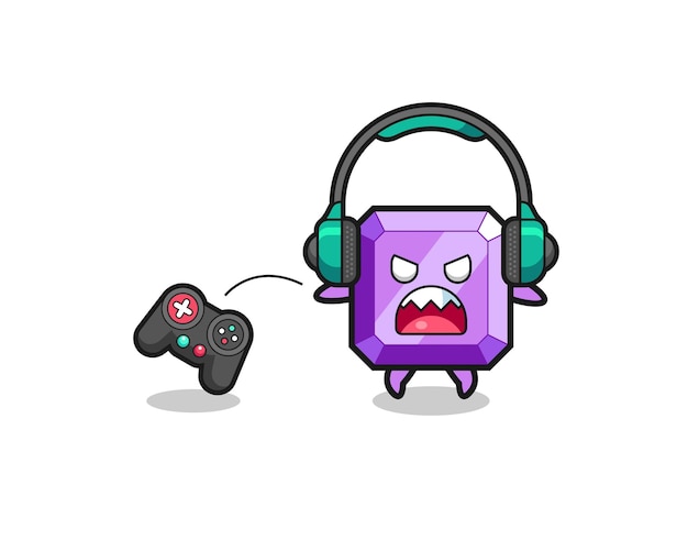 Purple gemstone gamer mascot is angry