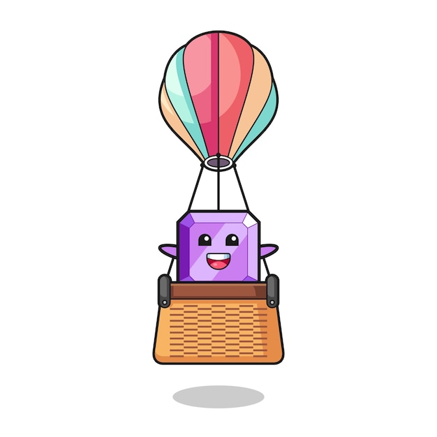 熱気球に乗って紫色の宝石のマスコット