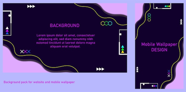 ウェブサイトとモバイルの壁紙のための紫色の幾何学的な背景パック