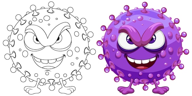 Personaggio di cartone animato purple germ virus monster