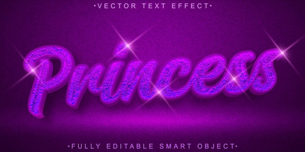 Purple Glitter Princess Vector Полностью редактируемый смарт-объект Текстовый эффект