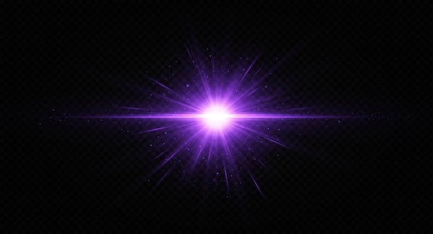 Vector purple glowing light explodes on a transparent background