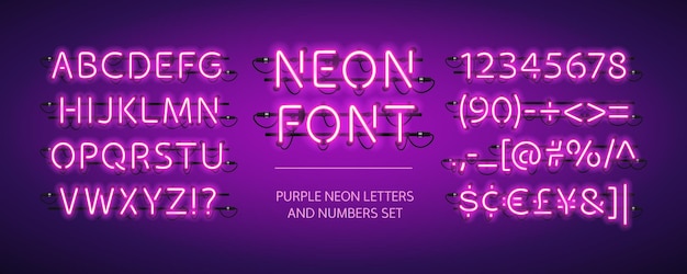 Purple glowing neon font