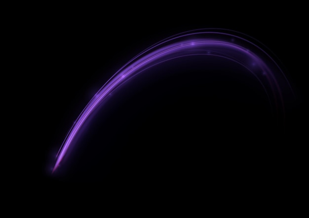 Linea di velocità dell'onda del sentiero incandescente viola linee di traccia del percorso del fuoco e effetto di luce viola twirl luminoso