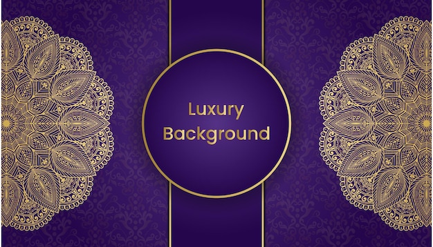 A purple and gold background with a gold border and the word luxury