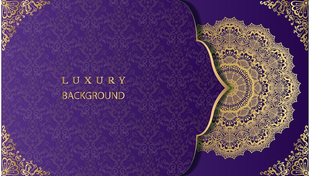A purple and gold background with a gold pattern and the word luxury.