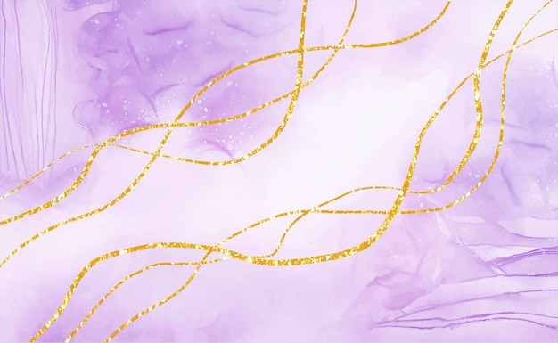 Vettore viola e oro marmo astratto texture alcol inchiostro acquerello sfondo