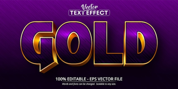 紫と金色のテキスト光沢のあるスタイルの編集可能なテキスト効果