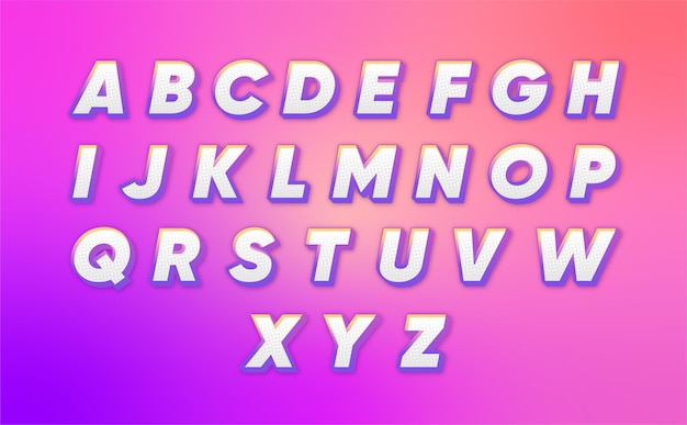 Purple gradient typography alphabet template vector