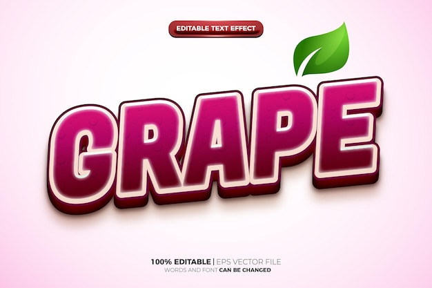 Purple grape fresh nature 3D logo mock up template Editable text Effect Style