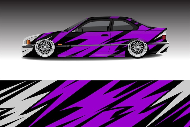 Vector purple gray car sticker wrap design