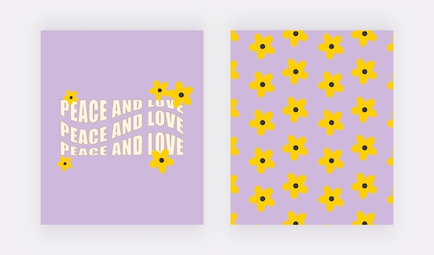 Purple groovy retro wall art prints with flowers