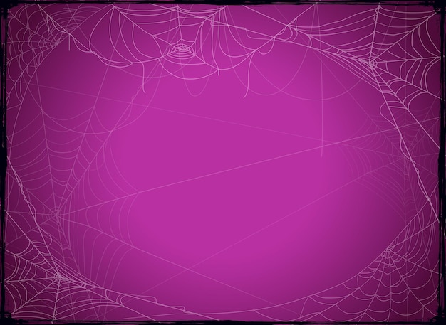 Purple halloween background with spider webs