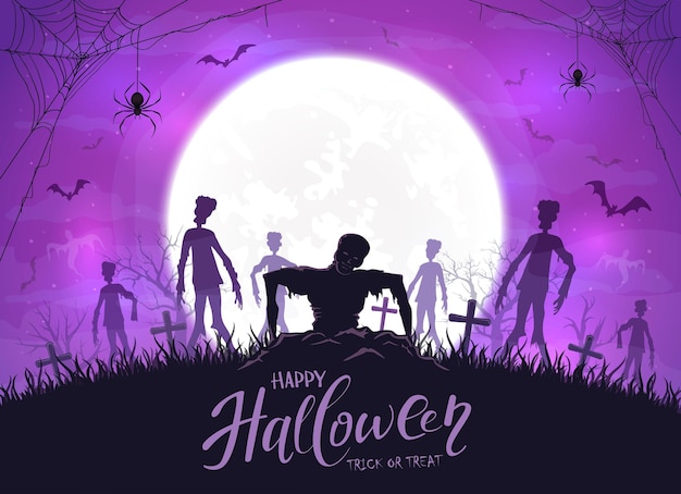 Purple Halloween Night with Zombies