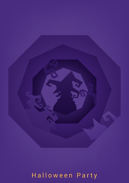 Purple halloween party roughen octagon silhouette background