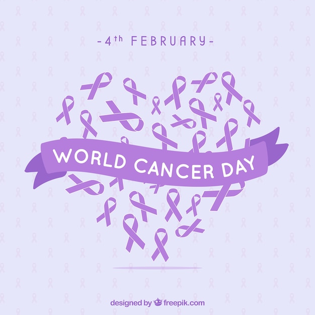 Vettore disegno di giorno del cancro del mondo disegnato a mano viola